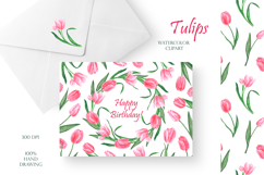 Pink tulips watercolor set. Flowers. Rustic. Product Image 12