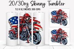 Dog Skull Ride An American Flag - Tumbler Sublimation Design Product Image 1