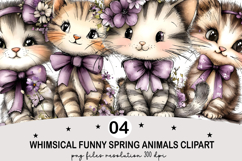 Whimsical Funny Spring Animals Clipart Watercolor png Product Image 2