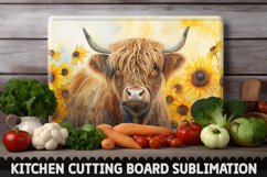 Highland Cow With Sunflowers Cutting Board Product Image 1