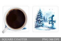 Cute Snowman Coaster Design. Christmas Coaster Sublimation Product Image 1