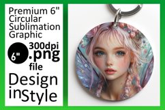 Artful Round Design Keychain Template , Fairy Product Image 1