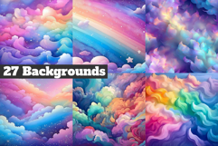 Pastel Rainbow Unicorn Backgrounds Magical Rainbow Galaxy Product Image 1