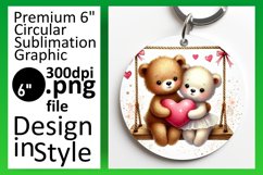 Whimsical Circle PNG Keychain Artwork , Valentine Bear Product Image 1