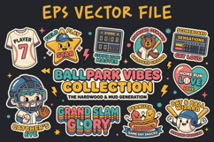 Ballpark Vibes Kids Baseball Sticker Bundle EPS Pack Product Image 1