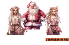 Vintage Pink Christmas Clipart, Watercolor Pink Christmas Product Image 1