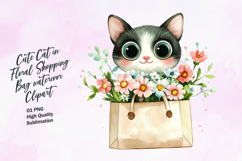 Cute cat sitting in shopping bag clipart sublimation Product Image 1