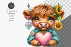 Highland calf clipart, Farm animals clipart Product Image 1