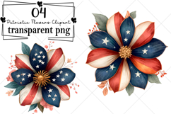 Patriotic Flowers Clipart Watercolor PNG Product Image 1