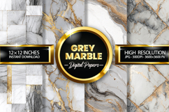Grey Marble Digital Papers - 04 variations Product Image 1