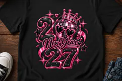 New Year 2027 Pink Disco Ball Sublimation PNG, tshirt png Product Image 5