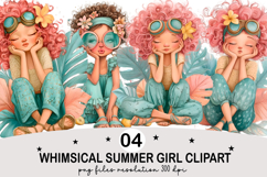 Whimsical Summer Girl Clipart Watercolor png Product Image 3