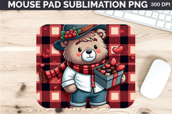 Watercolor Bear Mouse Pad Sublimation - Valentines PNG Product Image 1