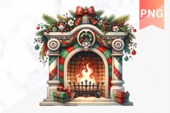 Christmas Fireplace- Clipart PNG Design Product Image 1