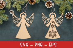 Christmas Angel laser SVG PNG| Christmas ornament Product Image 1