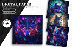 Wolf Wall Art Digital Paper Backgrounds Printable Scrapbook Product Image 1