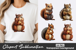Cute Squirrel Watercolor Clipart PNG Product Image 1