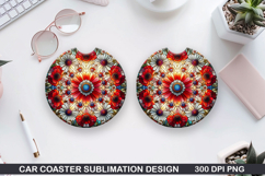Flower Car coaster sublimation, Summer Coaster PNG Design Product Image 1