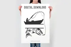 Fishing Svg with Boat Rod and Hook - Bass Catch Cut File Product Image 2
