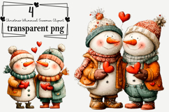 Whimsical Christmas Snowman Clipart Watercolor PNG Product Image 1