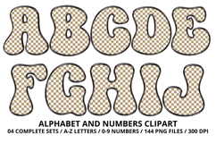 Checkerboard Alphabet Letters &amp; Numbers Clipart PNG 300DPI Product Image 2