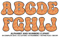 Retro Groovy Alphabert PNG 70s Numbers &amp; Letters 300 DPI Product Image 2