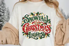 Snowfall & Christmas Lights PNG - Vintage Winter Typography Product Image 2