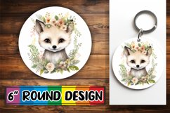 Artful Boho Animal &amp; Bloom Round Keychain Design Product Image 1