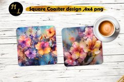 Spring flower Square Coaster png,Flowers Coaster design Product Image 1