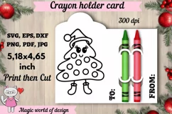 Christmas tree Coloring Card svg, Crayon Holder Card Product Image 1