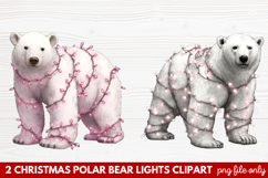 Christmas Polar Bear Lights Clipart | Cute Holiday Bear PNG Product Image 1