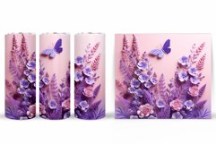 3D Flowers Tumbler Wrap. Butterfly Tumbler Sublimation Product Image 2