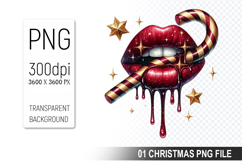 Christmas lips Clipart PNG Design, Digital Download File Product Image 1