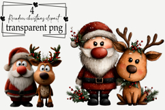 Whimsical Reindeer Christmas Clipart Watercolor PNG Product Image 1