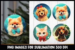 Pomeranian Dog Christmas Round Ornament Sublimation Product Image 1