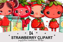 Strawberry girl Clipart PNG Watercolor PNG Product Image 1