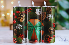 Merry Basketball Tumbler Wrap | Christmas Wrap Product Image 1