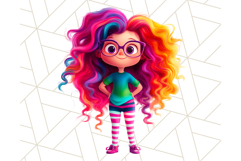 Cute Girl Clipart PNG, Playful Character Illustration Product Image 4