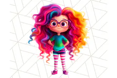 Cute Girl Clipart PNG, Playful Character Illustration Product Image 4