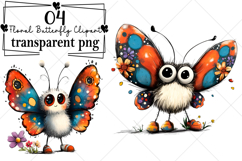 Whimsical Floral Butterfly Clipart Watercolor PNG Product Image 1