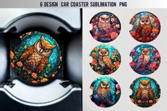 Stained Glass Owl Car Coaster Sublimation Design Product Image 1