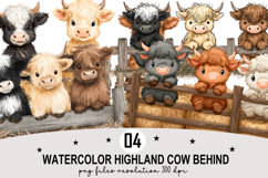 Watercolor highland cow Clipart png Whimsical cow Clipart Product Image 1
