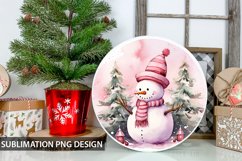 Christmas Snowman Round Sign - Snowman Round Sublimation Product Image 1