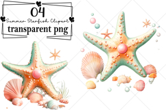 Whimsical Summer Starfish Clipart Watercolor PNG Product Image 1