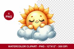 spring png watercolor clipart - cute sun Product Image 1
