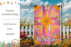 He Is Risen Garden Flag, Cartoon Christian Cross Print Product Image 1