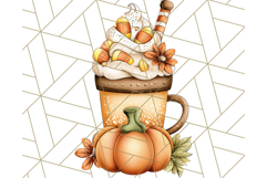 Fall Drink Clipart PNG, Cozy Autumn Cocoa and Latte Art Product Image 4