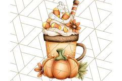 Fall Drink Clipart PNG, Cozy Autumn Cocoa and Latte Art Product Image 4