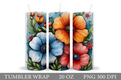 Floral Tumbler Wrap. Flowers Tumbler Sublimation Product Image 1