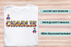 Superhero Digital Papers, superhero doodle letters Product Image 7